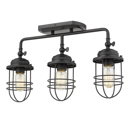 Golden Lighting Seaport 3-light Semi-Flush Mount in Matte Black