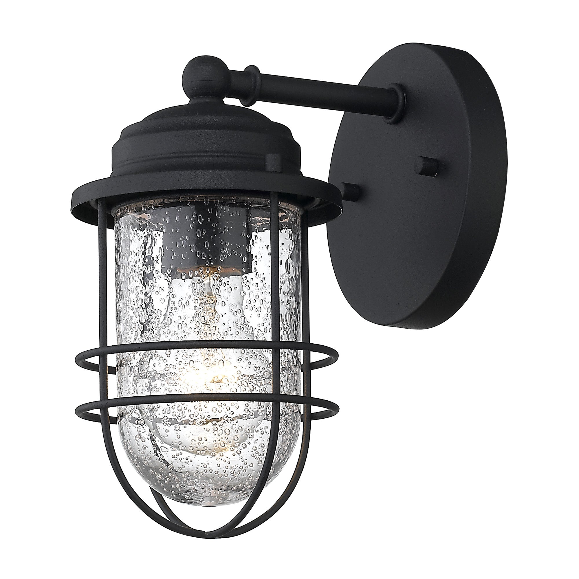 Seaport Small Outdoor Wall Sconce in Natural Black - - Golden Lighting