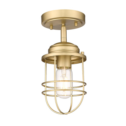 Golden Lighting Seaport 1-light Semi-Flush Mount in Brushed Champagne Brass - - Golden Lighting
