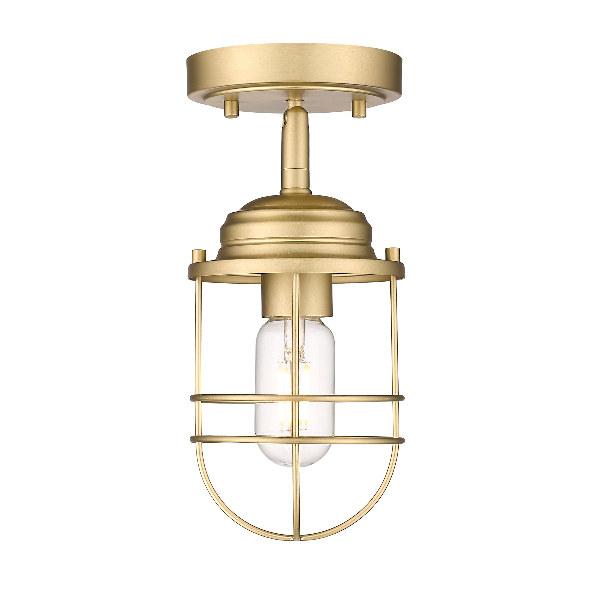 Golden Lighting Seaport 1-light Semi-Flush Mount in Brushed Champagne Brass - - Golden Lighting