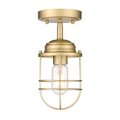Golden Lighting Seaport 1-light Semi-Flush Mount in Brushed Champagne Brass - - Golden Lighting