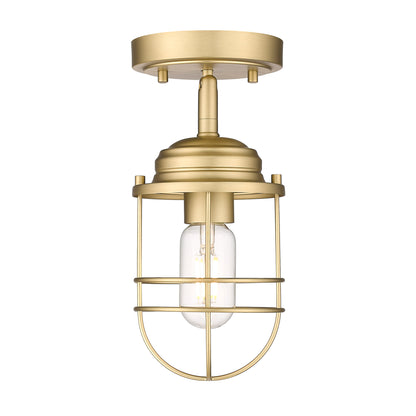 Golden Lighting Seaport 1-light Semi-Flush Mount in Brushed Champagne Brass - - Golden Lighting