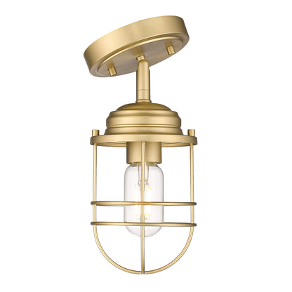 Golden Lighting Seaport 1-light Semi-Flush Mount in Brushed Champagne Brass - - Golden Lighting