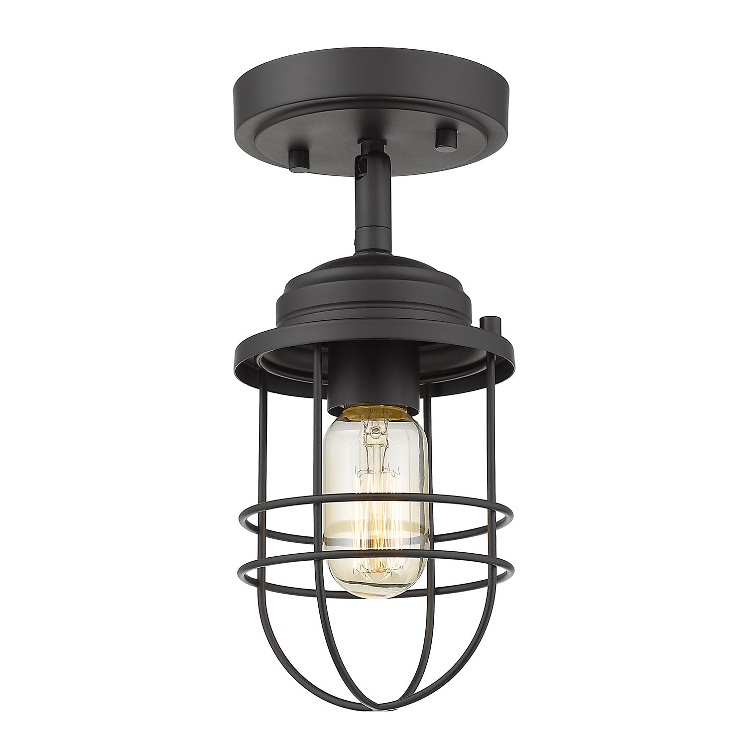 Golden Lighting Seaport 1-light Semi-Flush Mount in Matte Black - - Golden Lighting
