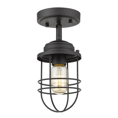 Golden Lighting Seaport 1-light Semi-Flush Mount in Matte Black - - Golden Lighting