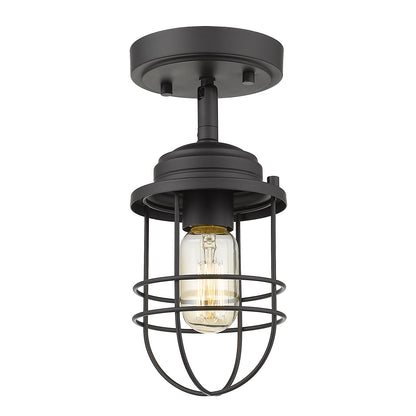 Golden Lighting Seaport 1-light Semi-Flush Mount in Matte Black - - Golden Lighting