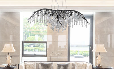 Ziva by Golden Lighting Autumn Twilight 12-light Chandelier in Black Iron - - Golden Lighting