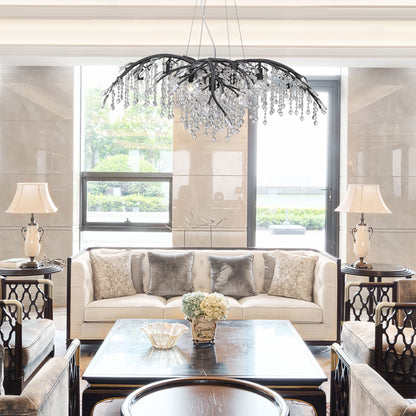 Ziva by Golden Lighting Autumn Twilight 12-light Chandelier in Black Iron