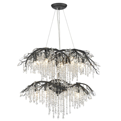 Ziva by Golden Lighting Autumn Twilight 18-light Chandelier in Black Iron - - Golden Lighting