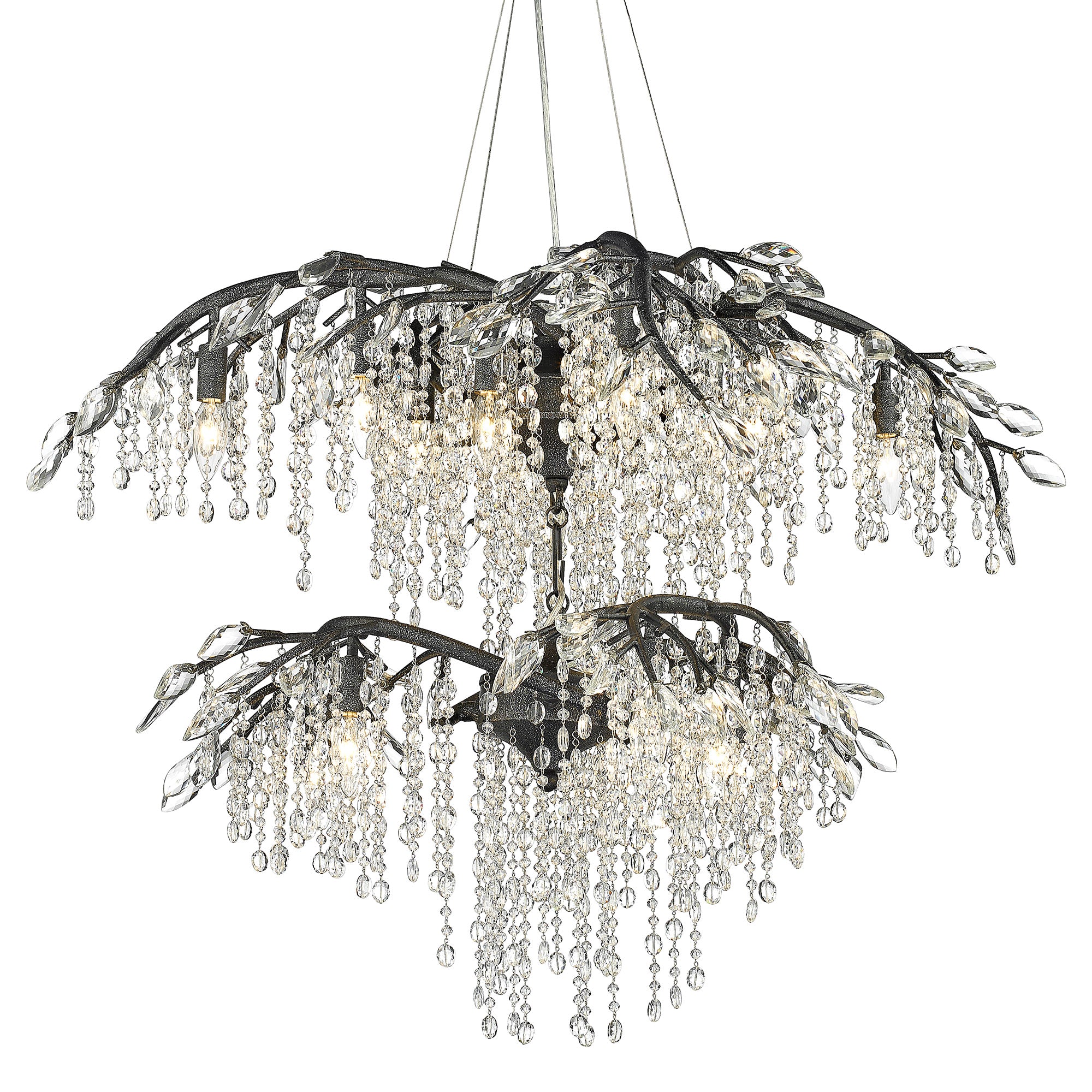 Ziva by Golden Lighting Autumn Twilight 18-light Chandelier in Black Iron - Default Title - Golden Lighting