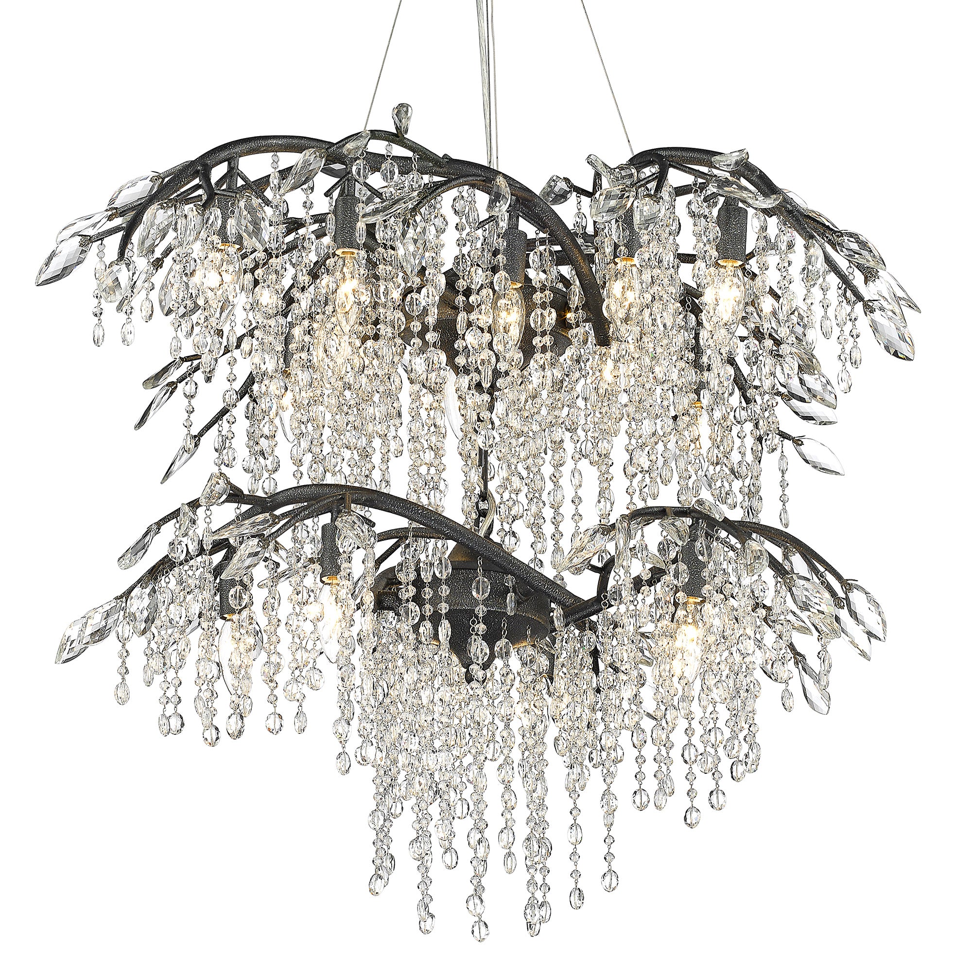 Autumn Twilight 2 Tier - 18 Light Chandelier - Black Iron / No Shade / NA - Golden Lighting