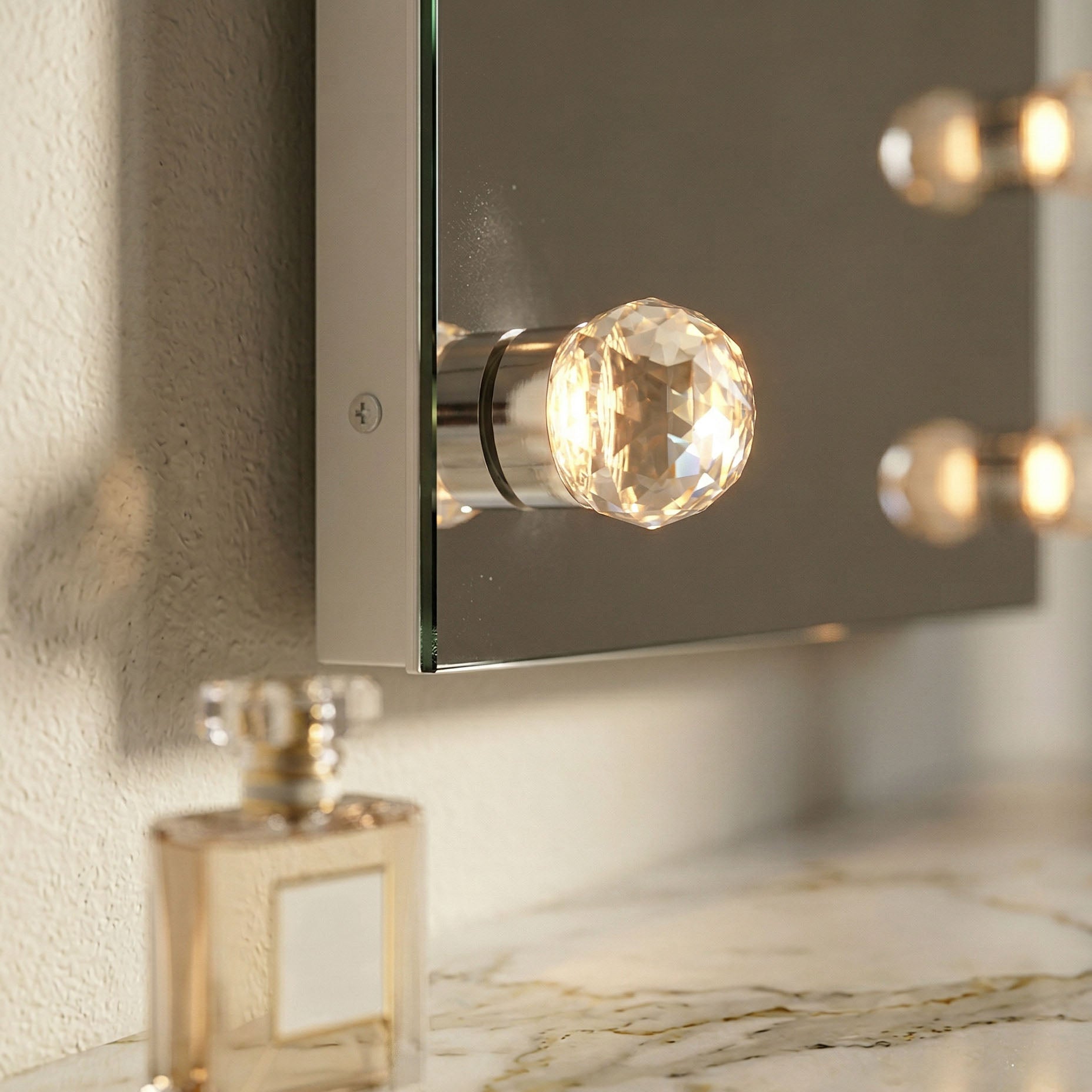 Starlight LED 30in Mirror with Cut Crystal Ball Diffusers