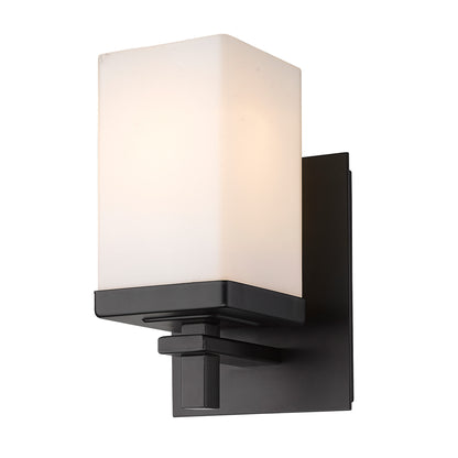 Maddox 1 Light Bath Vanity in Matte Black - - Golden Lighting