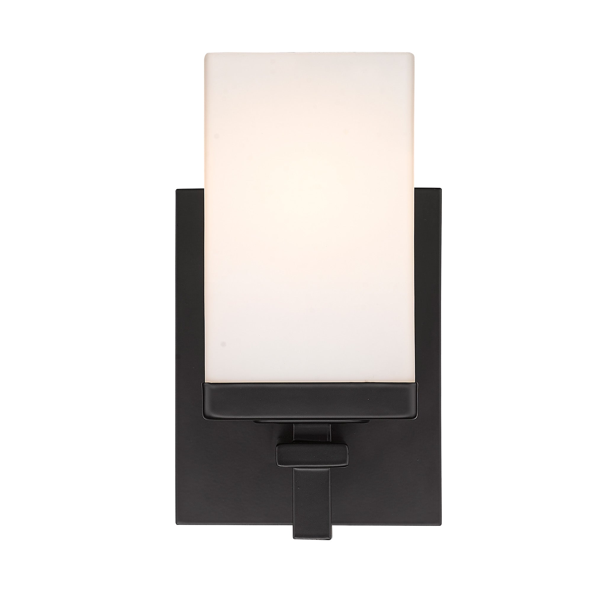 Maddox 1 Light Bath Vanity in Matte Black - Matte Black / Opal / White - Golden Lighting