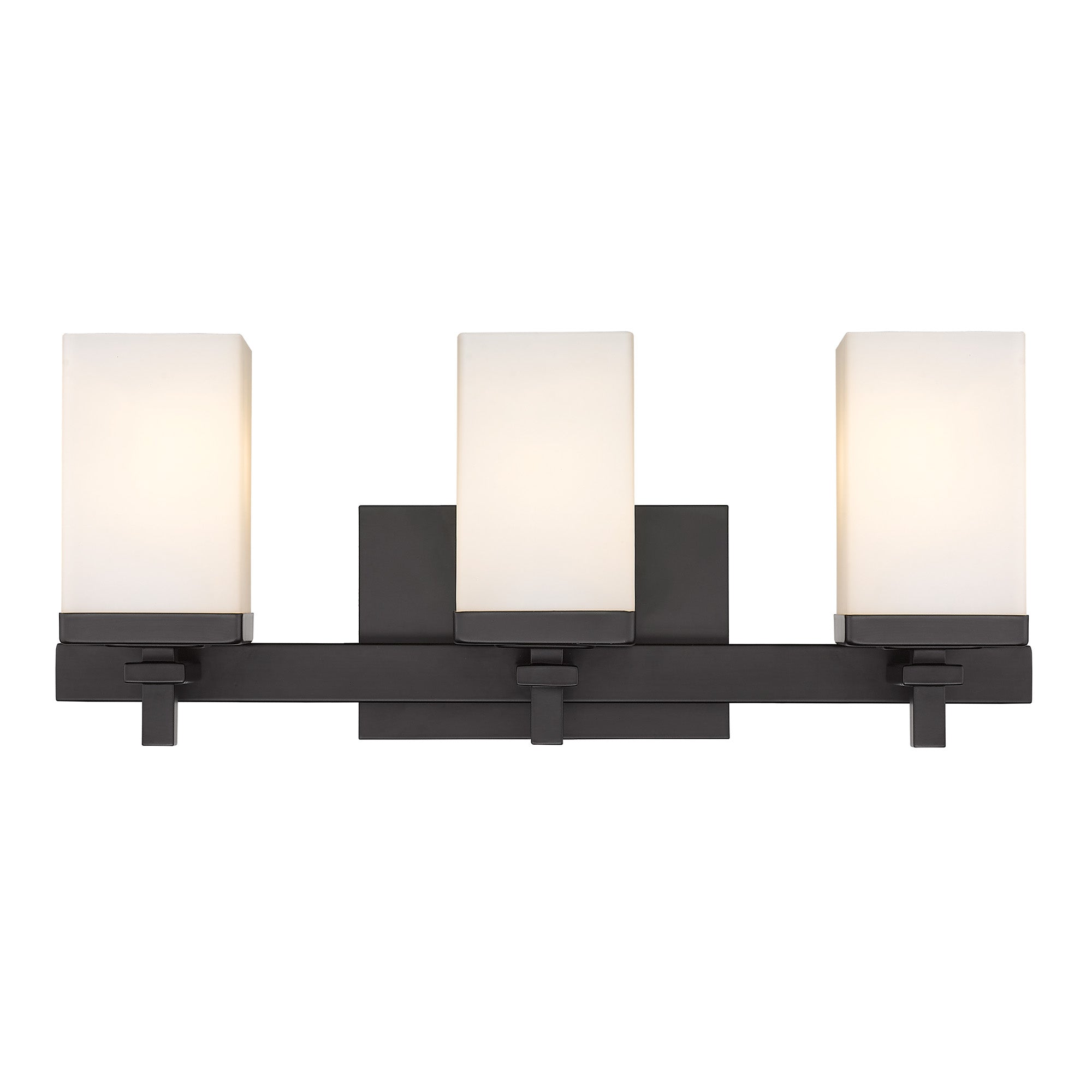 Maddox 3 Light Bath Vanity in Matte Black - Matte Black / Opal / White - Golden Lighting