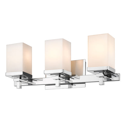 Maddox 3 Light Bath Vanity in Chrome - Chrome / Opal / White - Golden Lighting