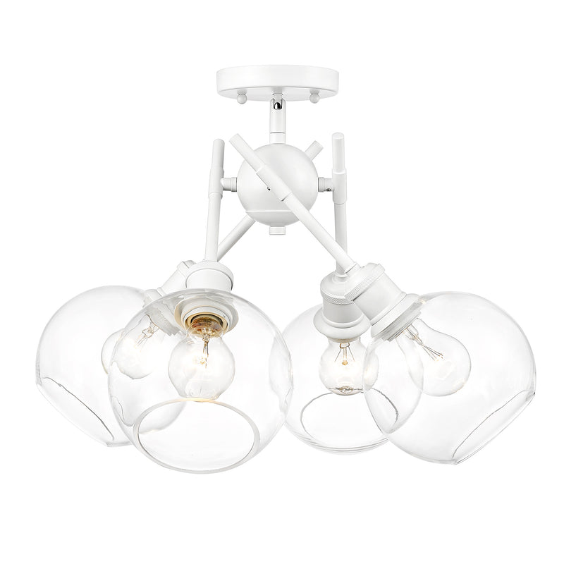 Axel Semi-Flush - Matte White / Clear Glass Shades - Golden Lighting