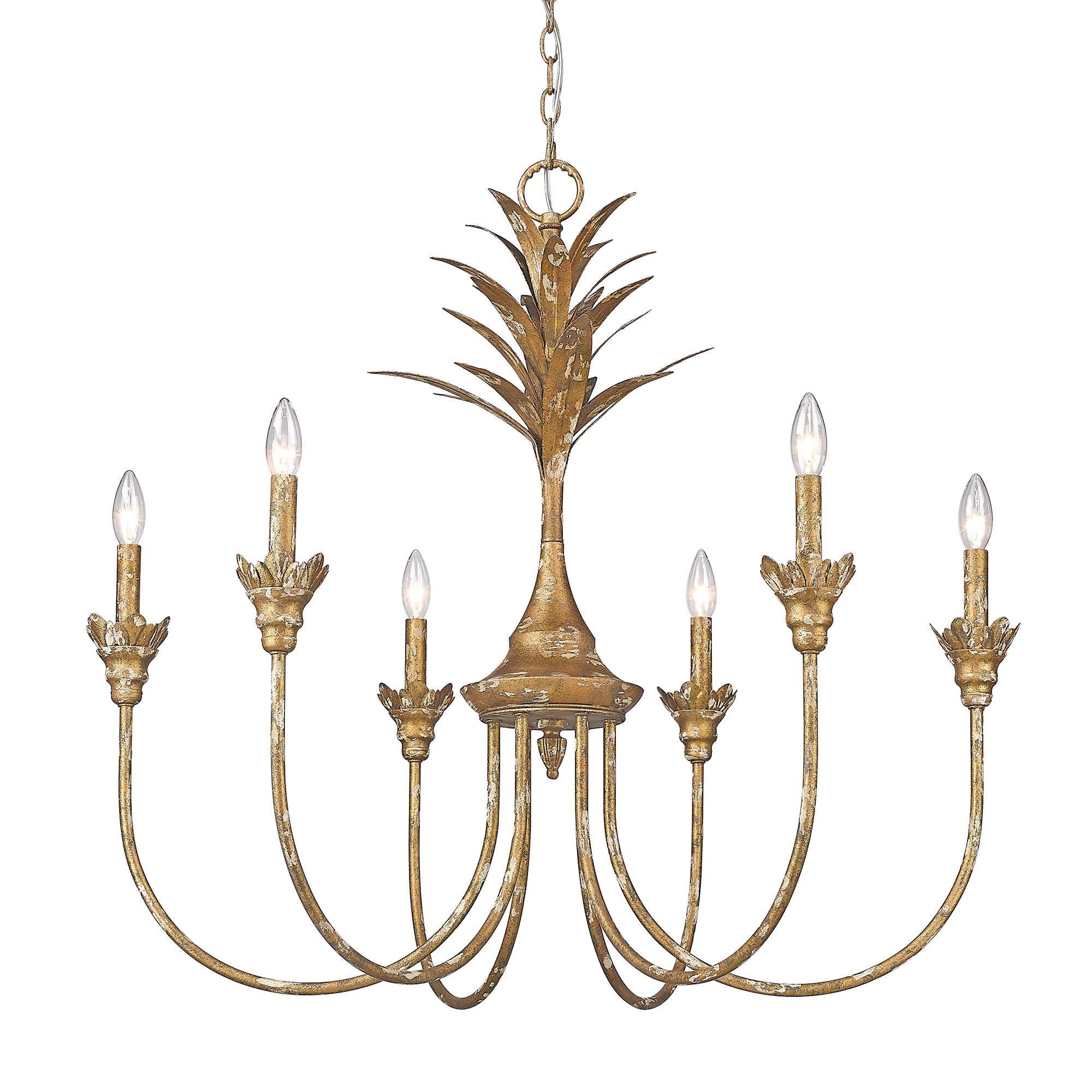 Lillianne 6 Light Chandelier - Heirloom Gold - Golden Lighting