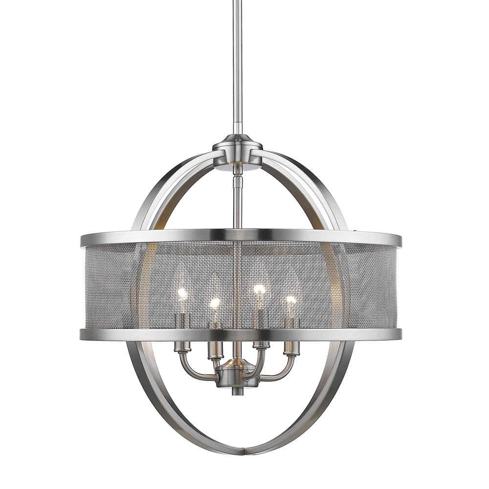 Colson 4 Light Chandelier - Pewter / Pewter Shade - Golden Lighting