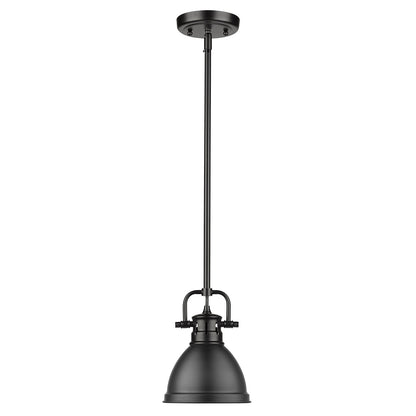 Duncan Mini Pendant with Rod - Matte Black / Matte Black Shade - Golden Lighting