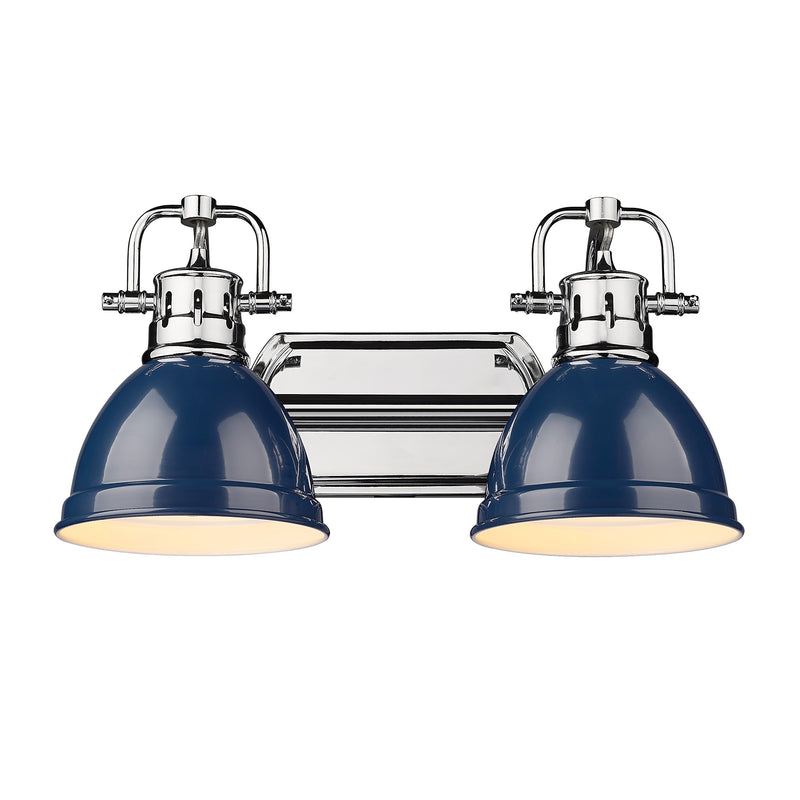 Duncan 2 Light Bath Vanity - Chrome / Navy Shades - Golden Lighting