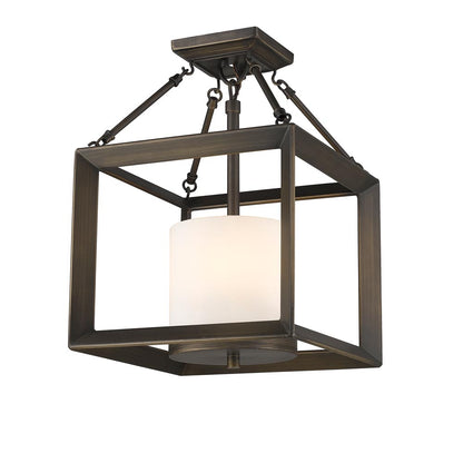 Smyth Semi-Flush (Convertible) - Gunmetal Bronze / Opal - Golden Lighting