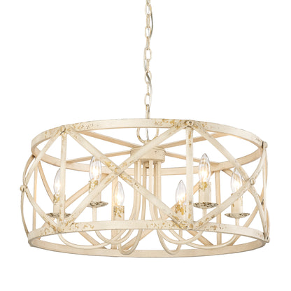 Alcott 6 Light Chandelier - Antique Ivory - Golden Lighting