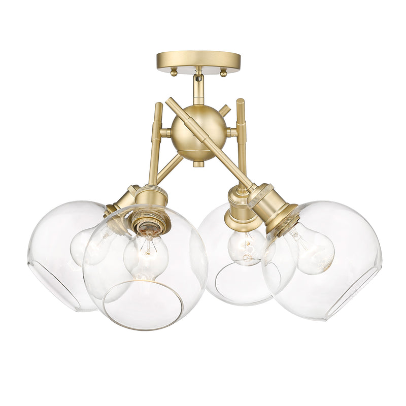 Axel Semi-Flush - Brushed Champagne Bronze / Clear Glass Shades - Golden Lighting