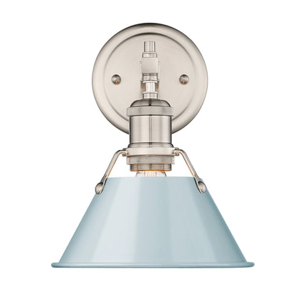 Orwell 1 Light Bath Vanity - Pewter / Seafoam Shade - Golden Lighting