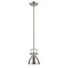 Duncan Mini Pendant with Rod - Pewter / Pewter Shade - Golden Lighting