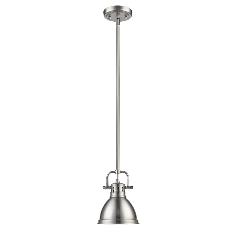 Duncan Mini Pendant with Rod - Pewter / Pewter Shade - Golden Lighting
