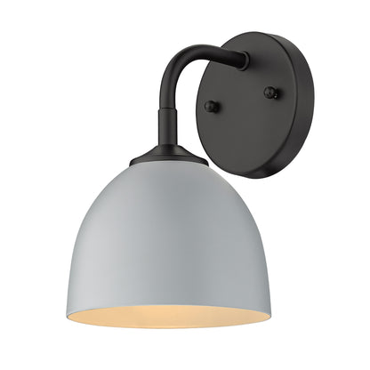 Zoey 1 Light Wall Sconce - Matte Black / Matte Gray Shade - Golden Lighting