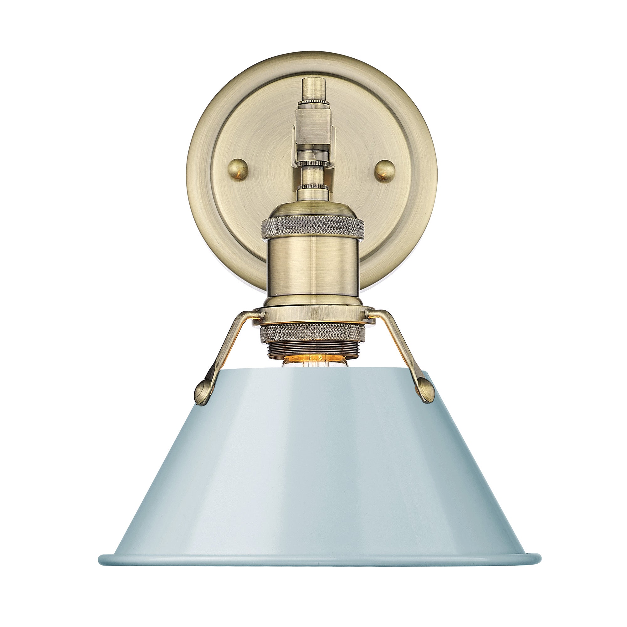 Orwell 1 Light Bath Vanity - Aged Brass / Seafoam Shade - Golden Lighting