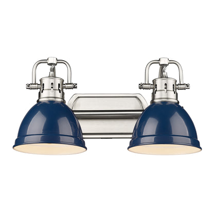 Duncan 2 Light Bath Vanity - Pewter / Navy Shades - Golden Lighting