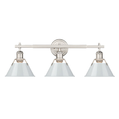 Orwell 3 Light Bath Vanity - Pewter / Dusky Blue - Golden Lighting