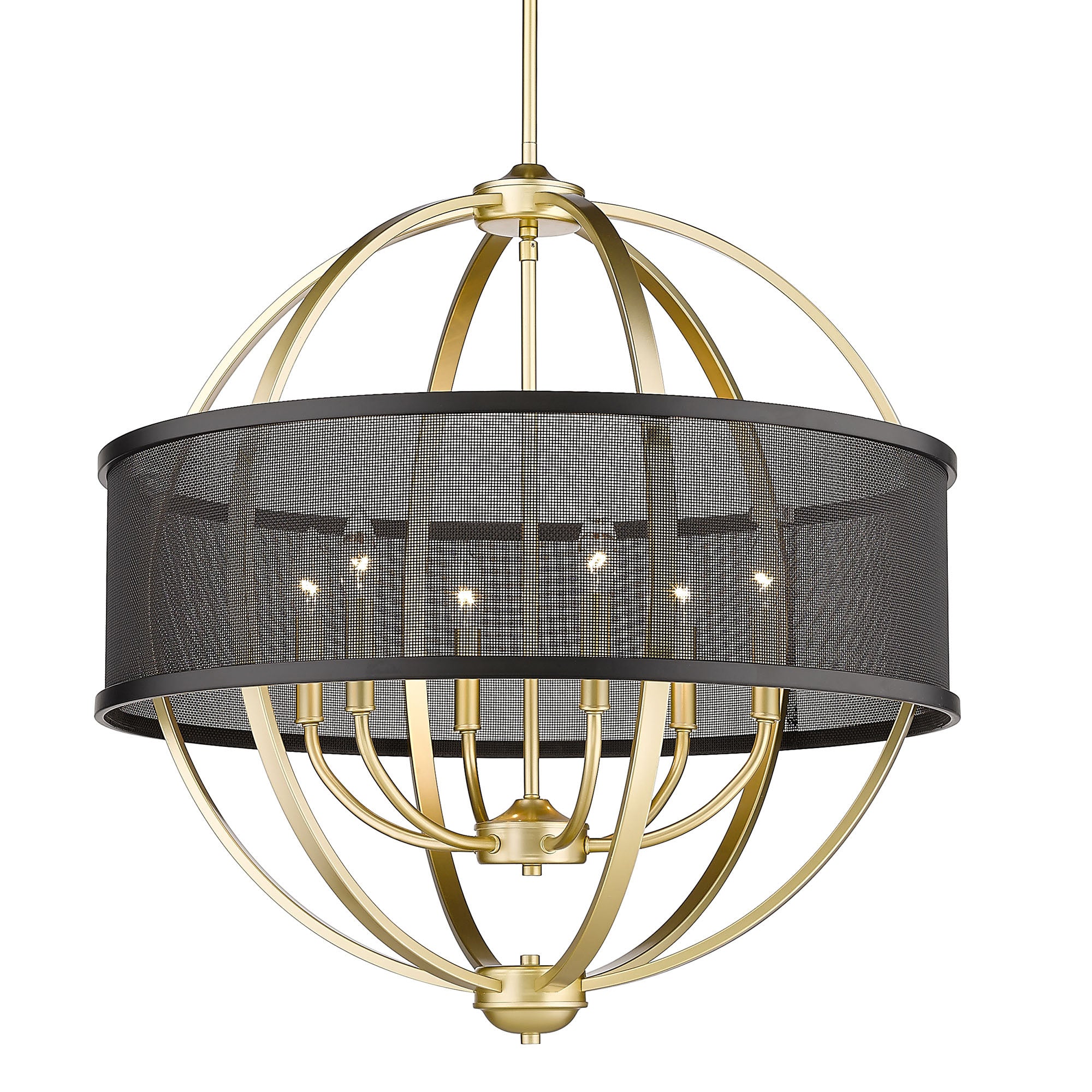 Colson 6 Light Chandelier - Olympic Gold / Matte Black Shade - Golden Lighting