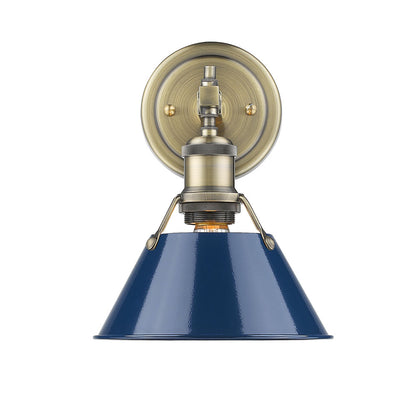 Orwell 1 Light Bath Vanity - Aged Brass / Matte Navy Shade - Golden Lighting