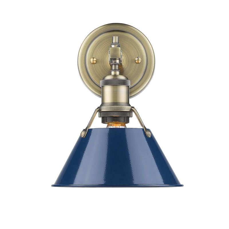 Orwell 1 Light Bath Vanity - Aged Brass / Navy Blue Shade - Golden Lighting