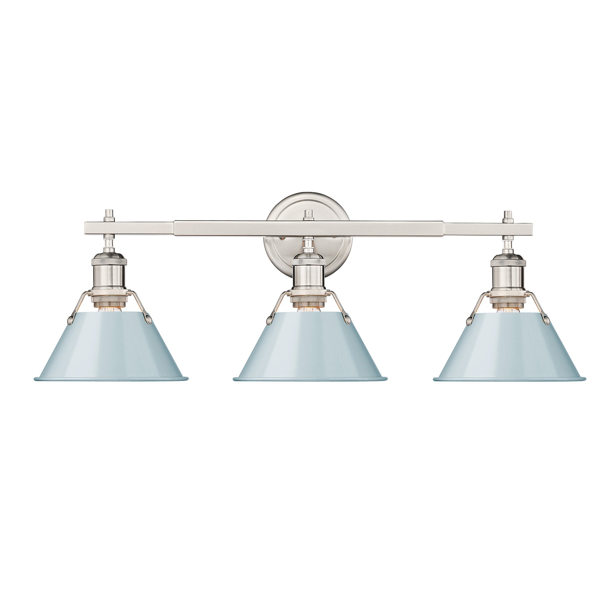 Orwell 3 Light Bath Vanity - Pewter / Seafoam Shade - Golden Lighting