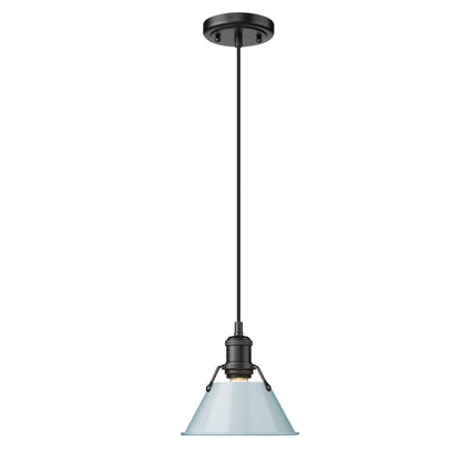 Orwell Small Pendant - 7" - Matte Black / Seafoam Shade - Golden Lighting