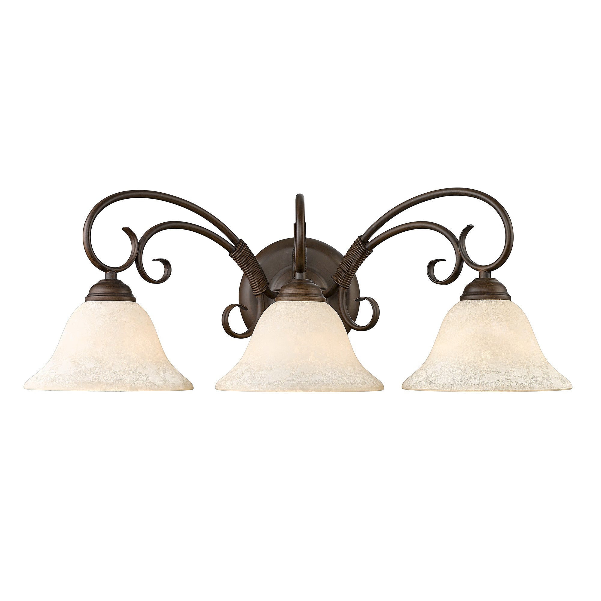 Homestead 3 Light Bath Vanity - Rubbed Bronze / Tea Stone Glass - Golden Lighting