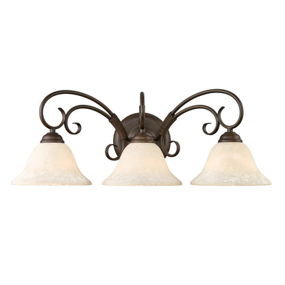 Homestead 3 Light Bath Vanity - Rubbed Bronze / Tea Stone Glass - Golden Lighting