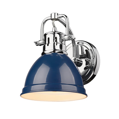 Duncan 1 Light Bath Vanity - Chrome / Navy Shade - Golden Lighting