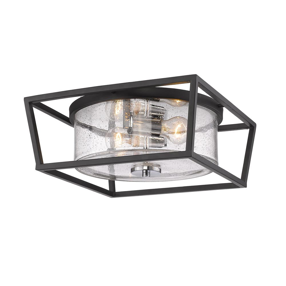 Mercer Flush Mount - Matte Black / Chrome - Golden Lighting