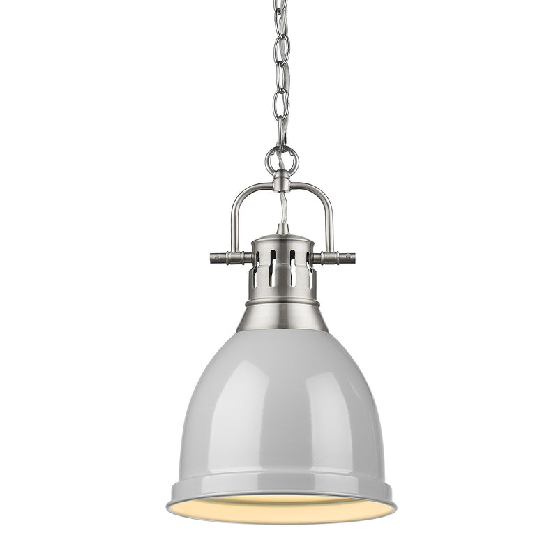 Duncan Small Pendant with Chain - Pewter / Gray Shade - Golden Lighting