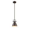 Duncan Mini Pendant with Rod - Rubbed Bronze / Rubbed Bronze Shade - Golden Lighting