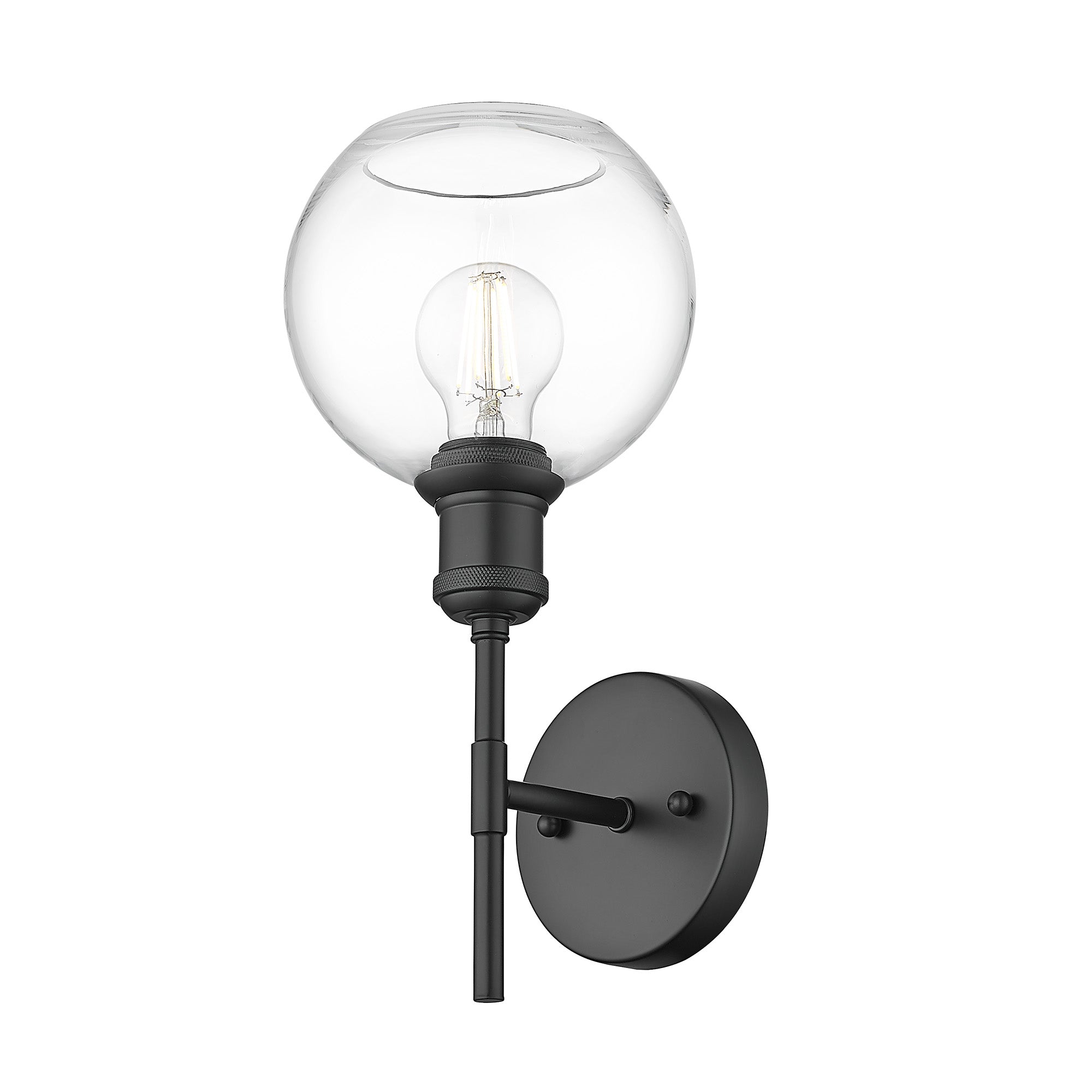 Axel 1 Light Wall Sconce - Matte Black / Clear Glass Shade - Golden Lighting