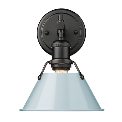 Orwell 1 Light Bath Vanity - Matte Black / Seafoam Shade - Golden Lighting