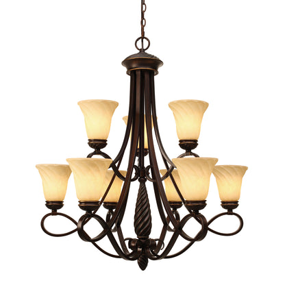 Torbellino 2 Tier - 9 Light Chandelier -  - Golden Lighting