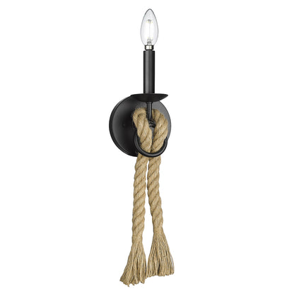 Marissa 1 Light Wall Sconce - Matte Black / Rope - Golden Lighting